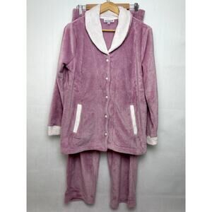 Serengeti Super Soft Pajama Set Rose Pink White Womens Medium